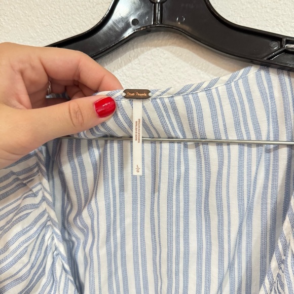 NWT Free People The Rosemary Top Blue White Stripe Women’s Size Large - Picture 6 of 7